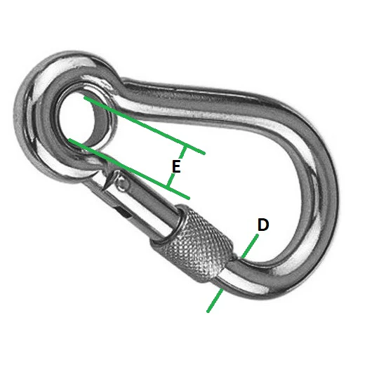Carbine Hook with Screwgate & Eyelet ¦ Stainless Steel - Image 2