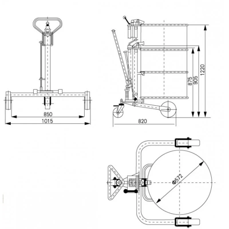 Hydraulic Straddle Leg Drum Truck - Image 2